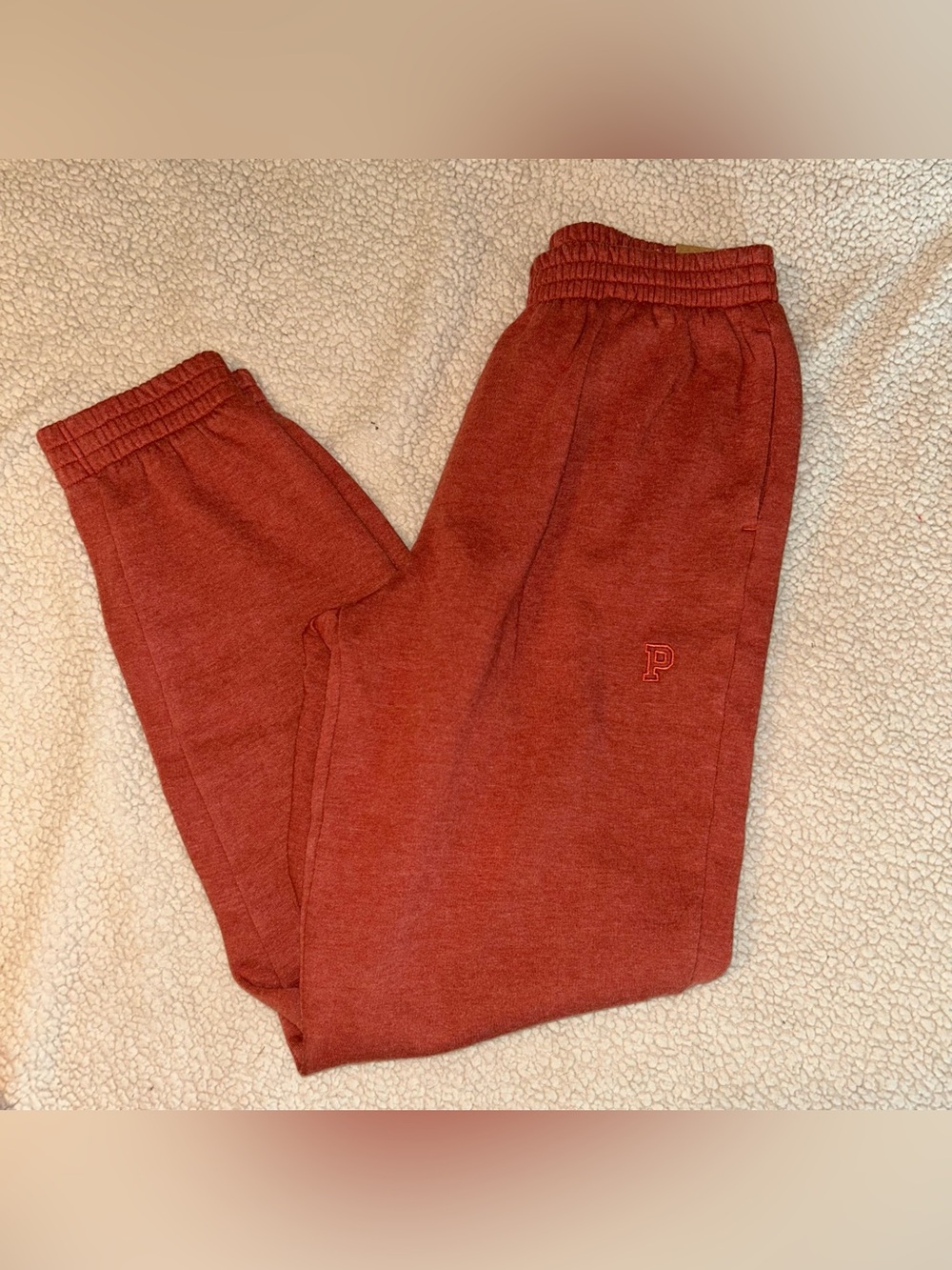 NEW Womens Victoria’s Secret PINK high waisted campus joggers size small orange